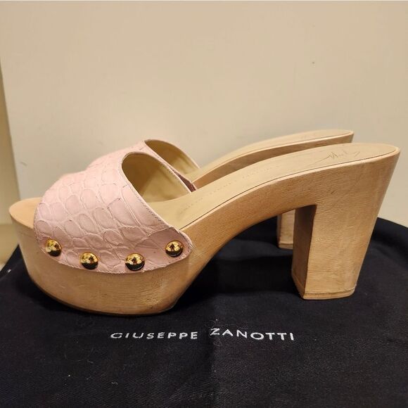 Giuseppe Zanotti Pink Croc-Embossed Leather Open Toe Clogs Sz.9/39 Ret.$595 - Picture 1 of 12
